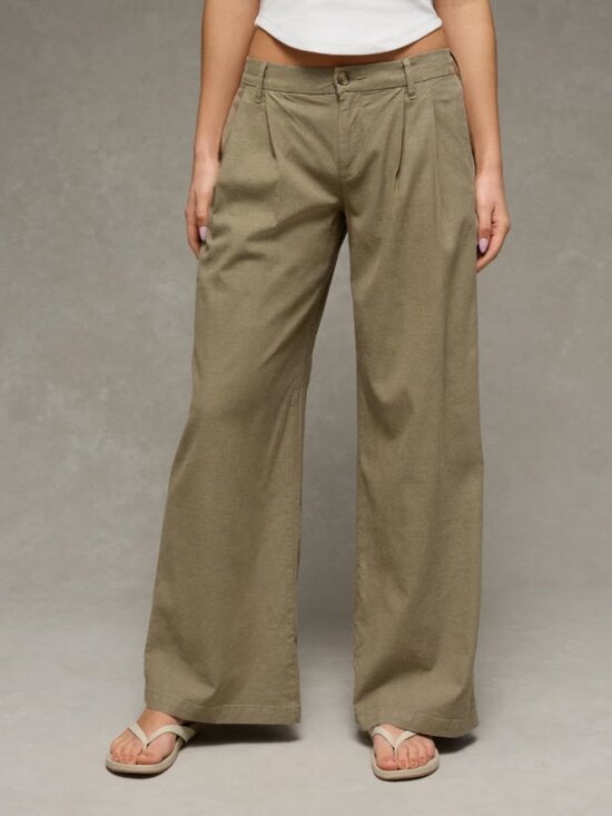 American Eagle Outfitters Pants - AE Low-Rise Linen-Blend Trouser